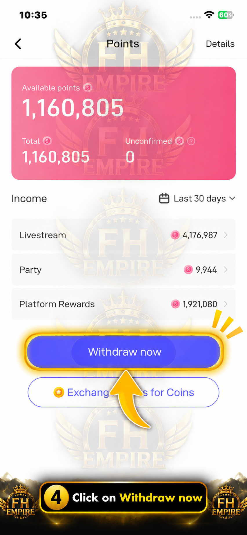 Step 4 - Tap Withdraw Now