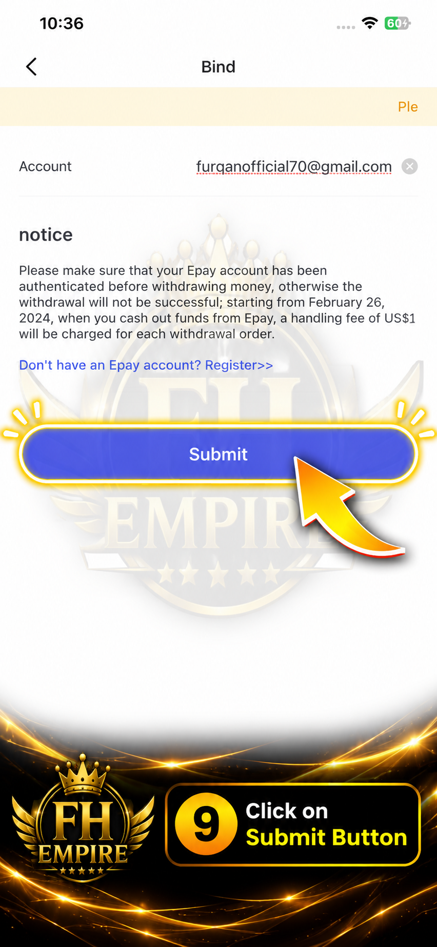 Step 9 - Submit Epay Account