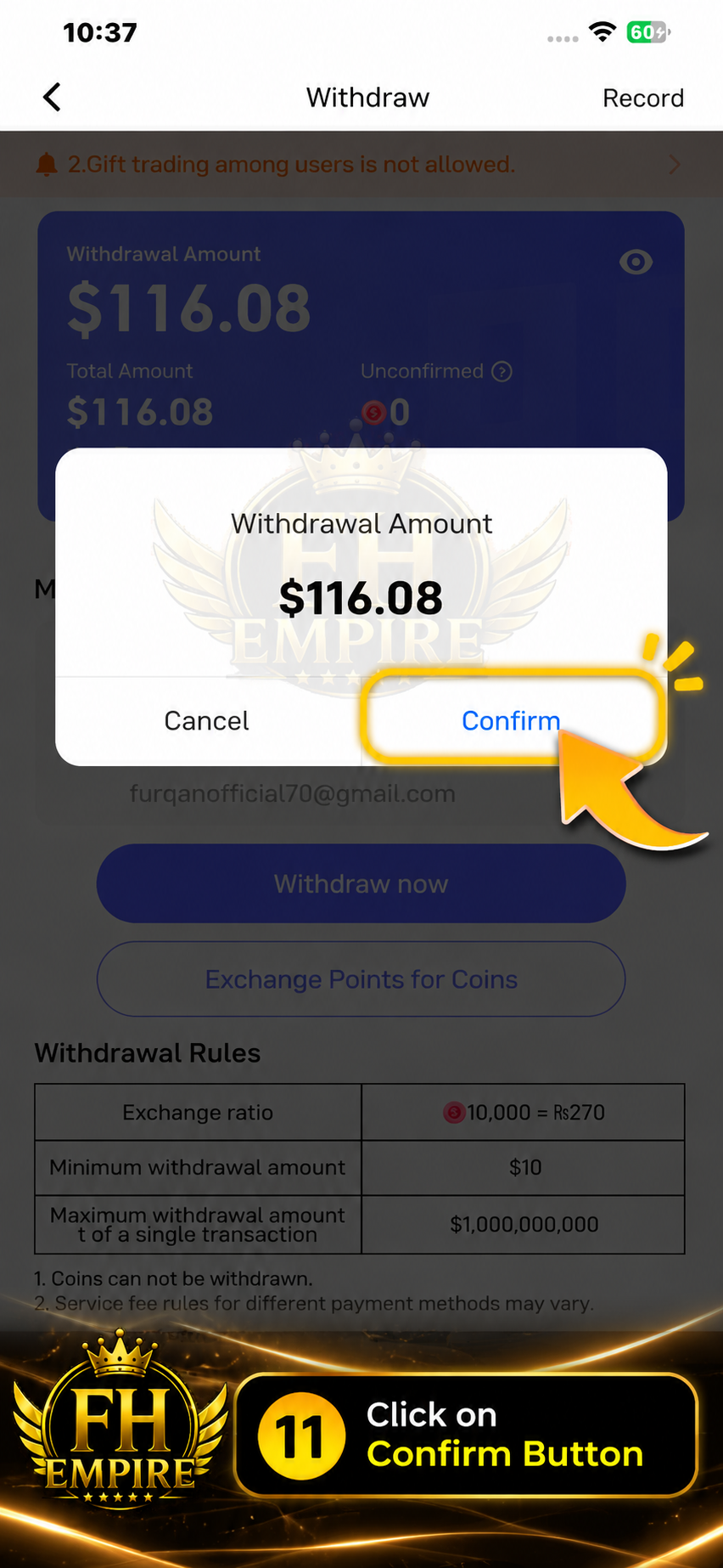 Step 11 - Confirm Withdrawal