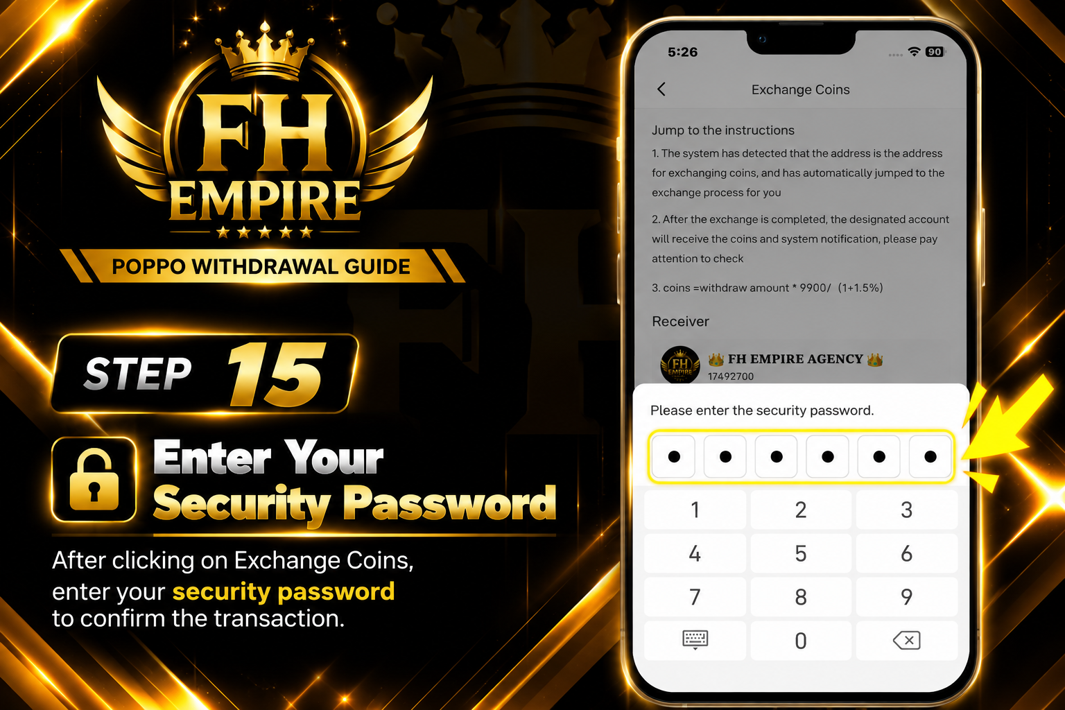 Step 15 - Enter Security Password
