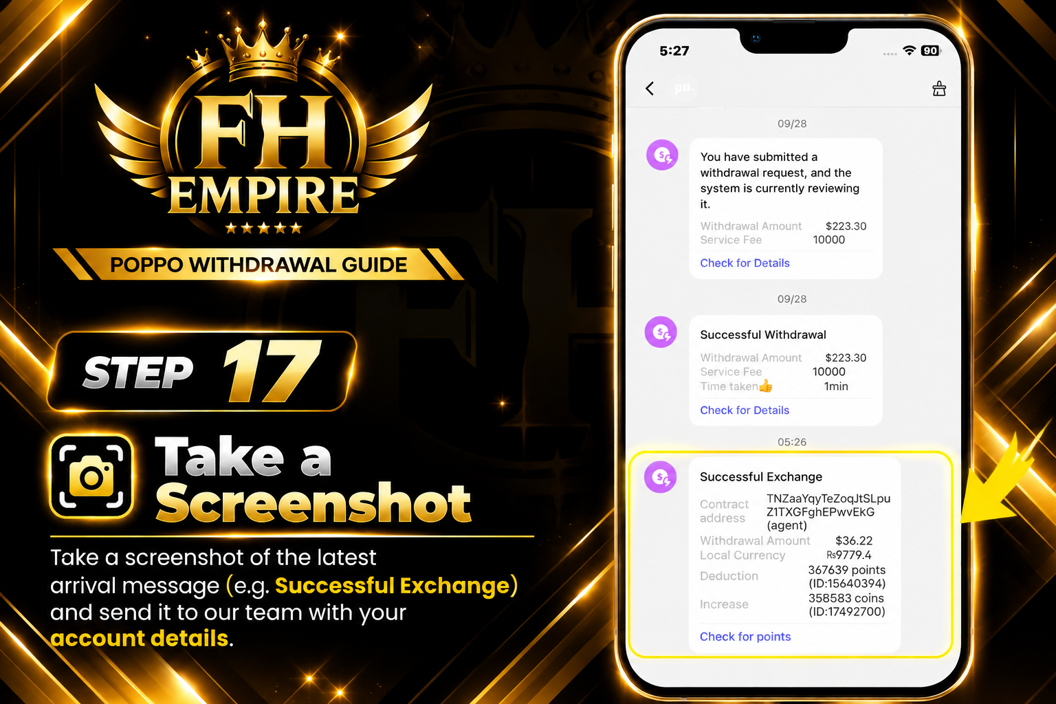 Step 17 - Send Screenshot to FH EMPIRE